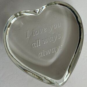 Clear Glass Heart-shaped Paperweight Decor LOVE YOU ALWAYS